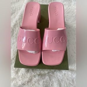 Gucci Block Heel Platform Rubber Sandals